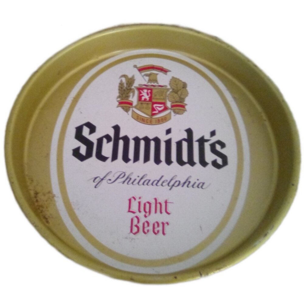 Vintage Schmidt's Light Beer Philadelphia 13" Round Serving Tray, 2 Side Paint
